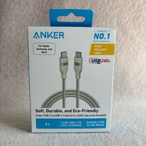Anker 6ft 240w USB-C Phone Charging Cable Green Charger Cord iPhone and Android